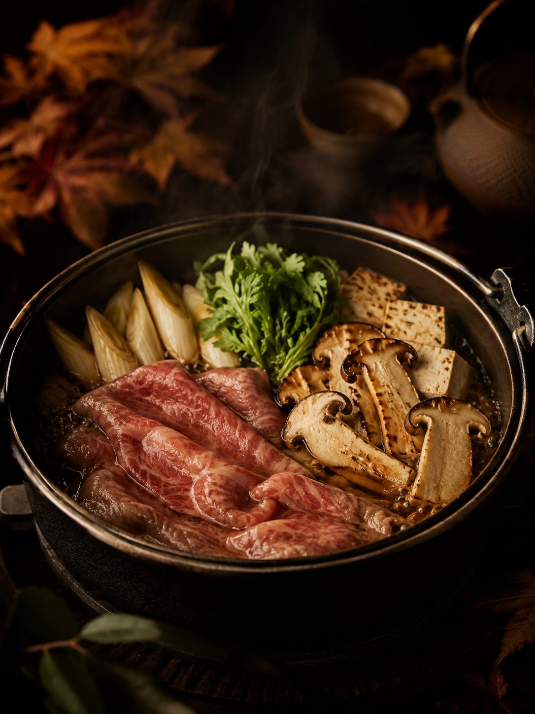 松茸を加えたすき焼き